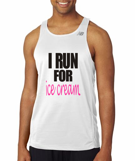 Running - I Run For Ice Cream - NB Mens White Singlet